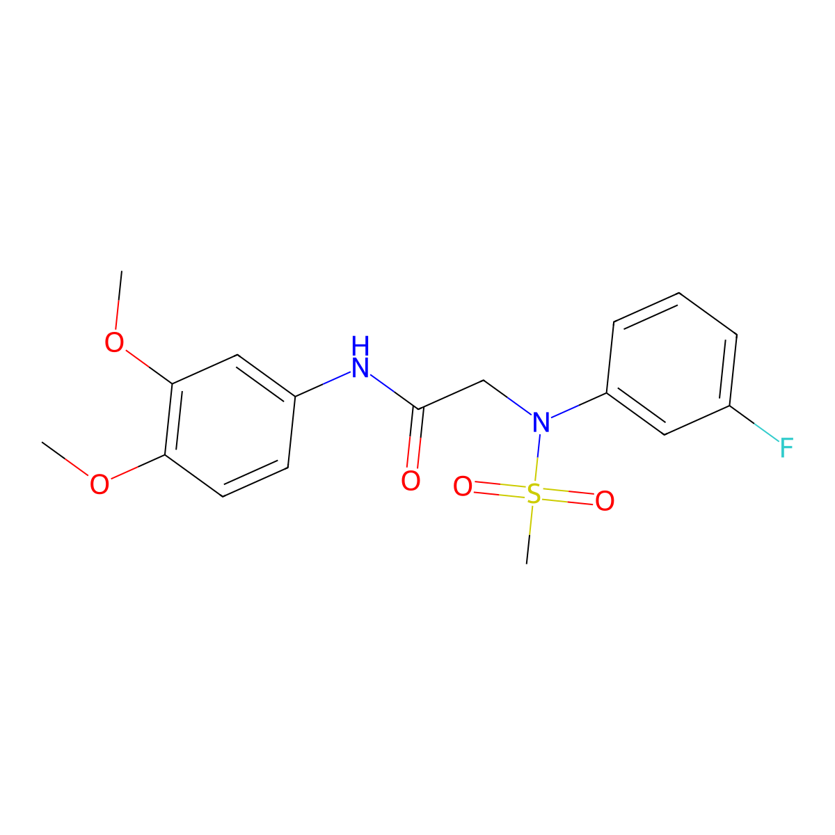 N-(3,4-dimethoxyphenyl)-2-(3-fluoro-N-methylsulfonylanilino)acetamide molecular structure, CAS 663165-44-4