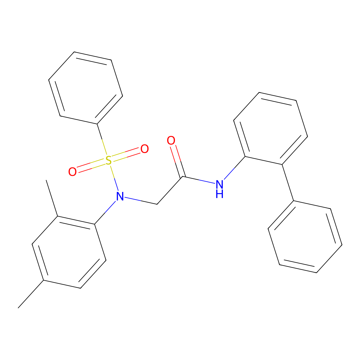 2-[N-(benzenesulfonyl)-2,4-dimethylanilino]-N-(2-phenylphenyl)acetamide molecular structure, CAS 663165-46-6