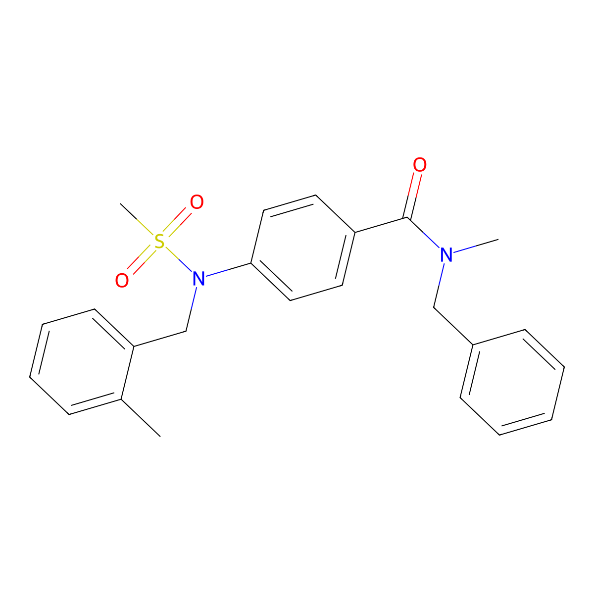 N-benzyl-N-methyl-4-[(2-methylbenzyl)(methylsulfonyl)amino]benzamide molecular structure, CAS 663165-48-8