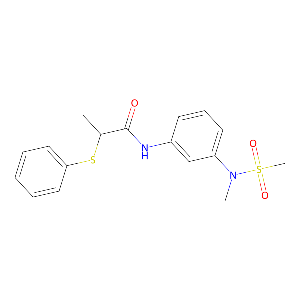 N-[3-[methyl(methylsulfonyl)amino]phenyl]-2-phenylsulfanylpropanamide molecular structure, CAS 663165-78-4