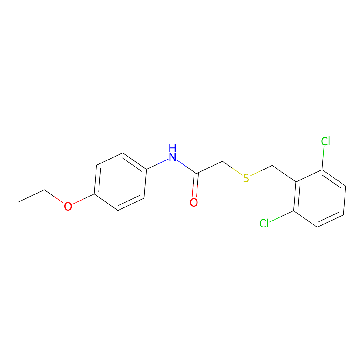 2-[(2,6-dichlorobenzyl)sulfanyl]-N-(4-ethoxyphenyl)acetamide molecular structure, CAS 663165-90-0