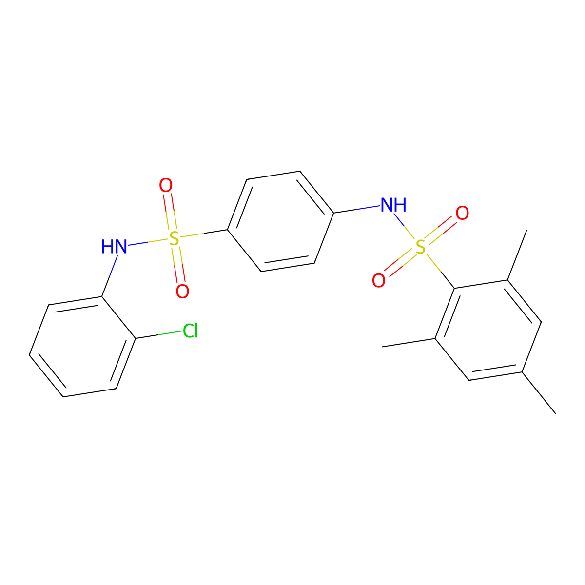 N-[4-[(2-chlorophenyl)sulfamoyl]phenyl]-2,4,6-trimethylbenzenesulfonamide molecular structure, CAS 663165-92-2