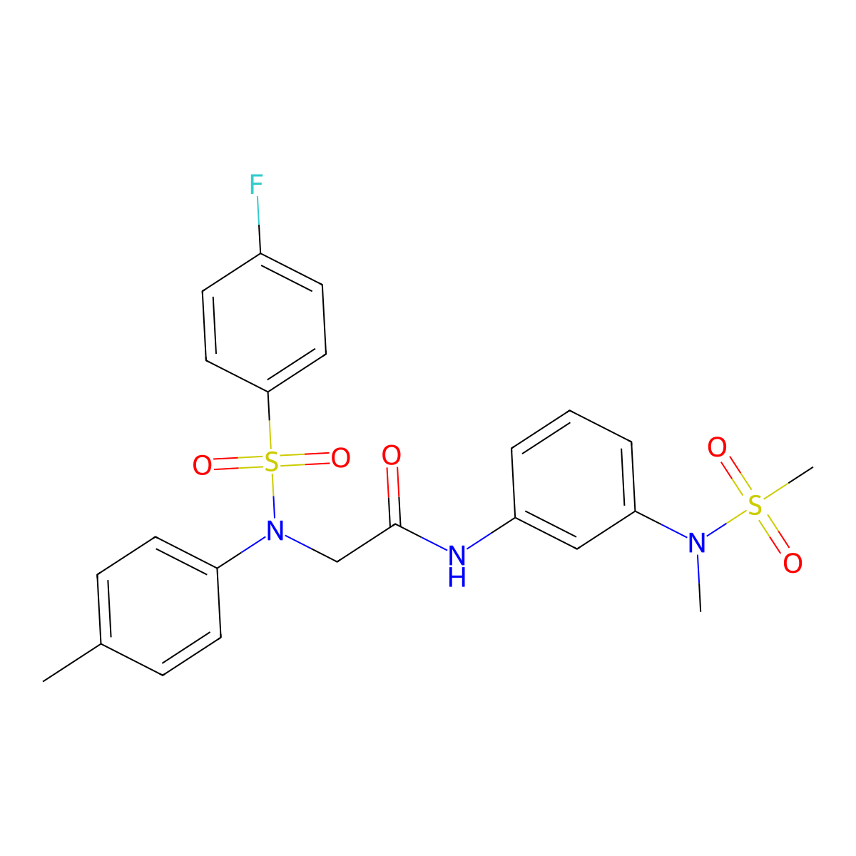 2-(N-(4-fluorophenyl)sulfonyl-4-methylanilino)-N-[3-[methyl(methylsulfonyl)amino]phenyl]acetamide molecular structure, CAS 663166-00-5