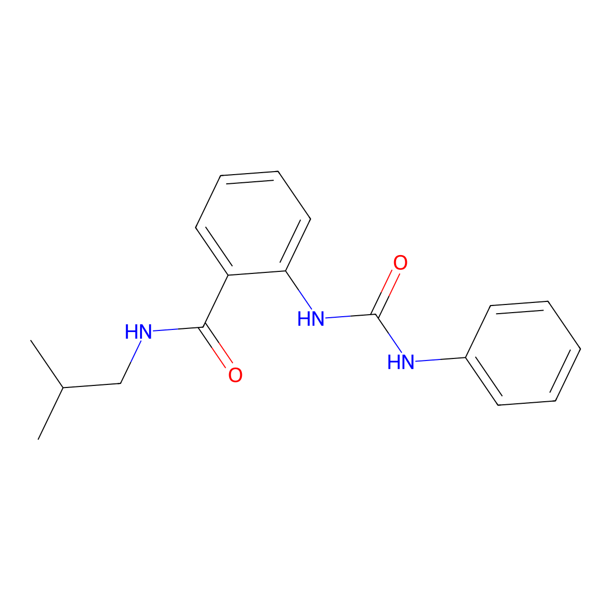N-(2-methylpropyl)-2-(phenylcarbamoylamino)benzamide molecular structure, CAS 663166-13-0
