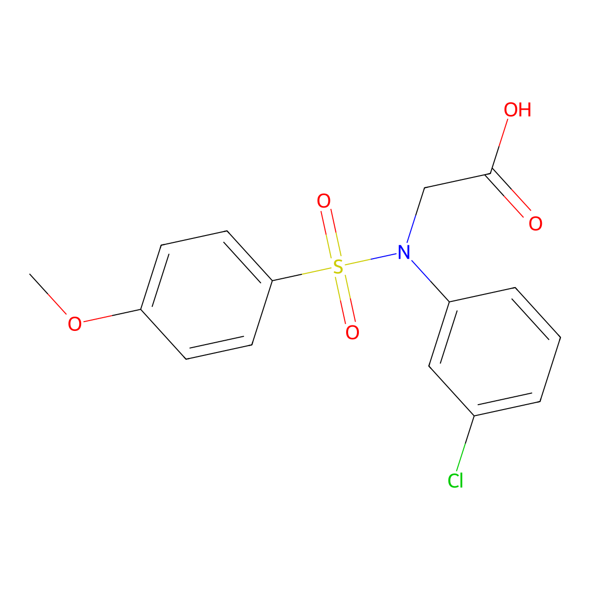 N-(3-chlorophenyl)-N-[(4-methoxyphenyl)sulfonyl]glycine molecular structure, CAS 663166-14-1