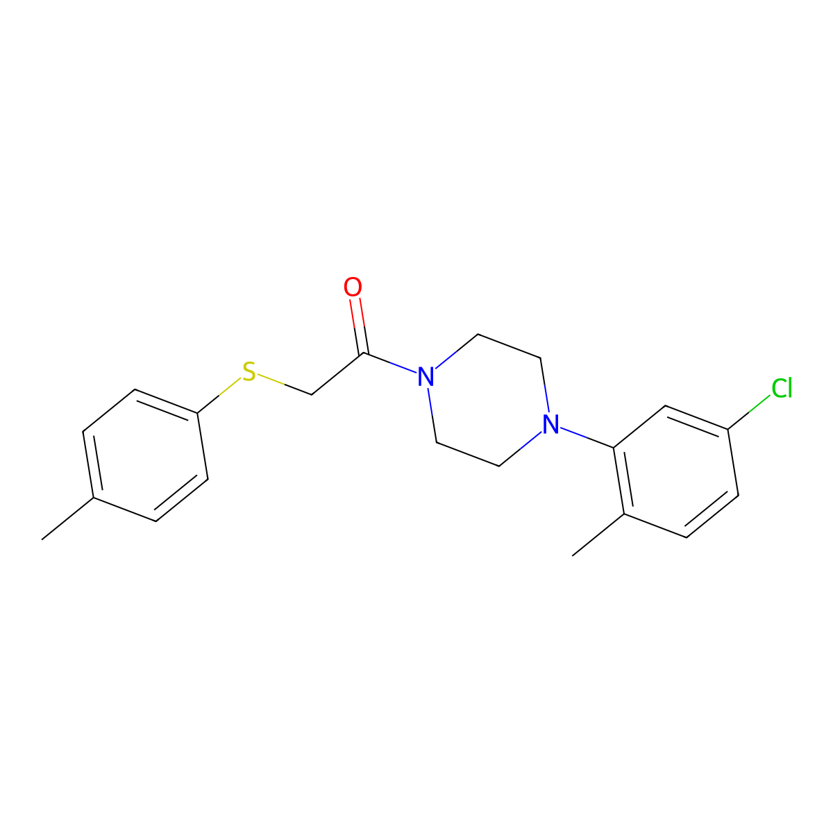 1-[4-(5-Chloro-2-methylphenyl)piperazin-1-yl]-2-(4-methylphenyl)sulfanylethanone molecular structure, CAS 663166-23-2