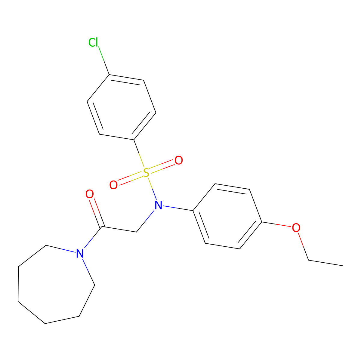 N-[2-(azepan-1-yl)-2-oxoethyl]-4-chloro-N-(4-ethoxyphenyl)benzenesulfonamide molecular structure, CAS 663166-25-4