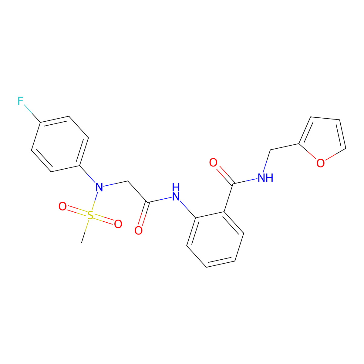 2-[[2-(4-fluoro-N-methylsulfonylanilino)acetyl]amino]-N-(furan-2-ylmethyl)benzamide molecular structure, CAS 663166-42-5
