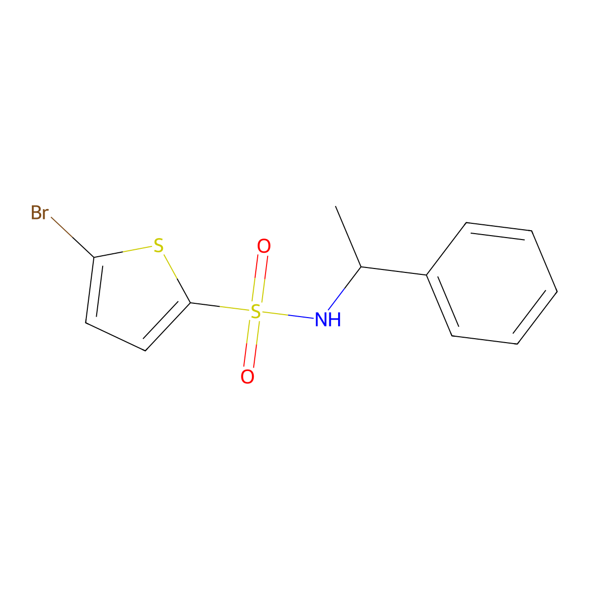 5-bromo-N-(1-phenylethyl)thiophene-2-sulfonamide molecular structure, CAS 663166-43-6
