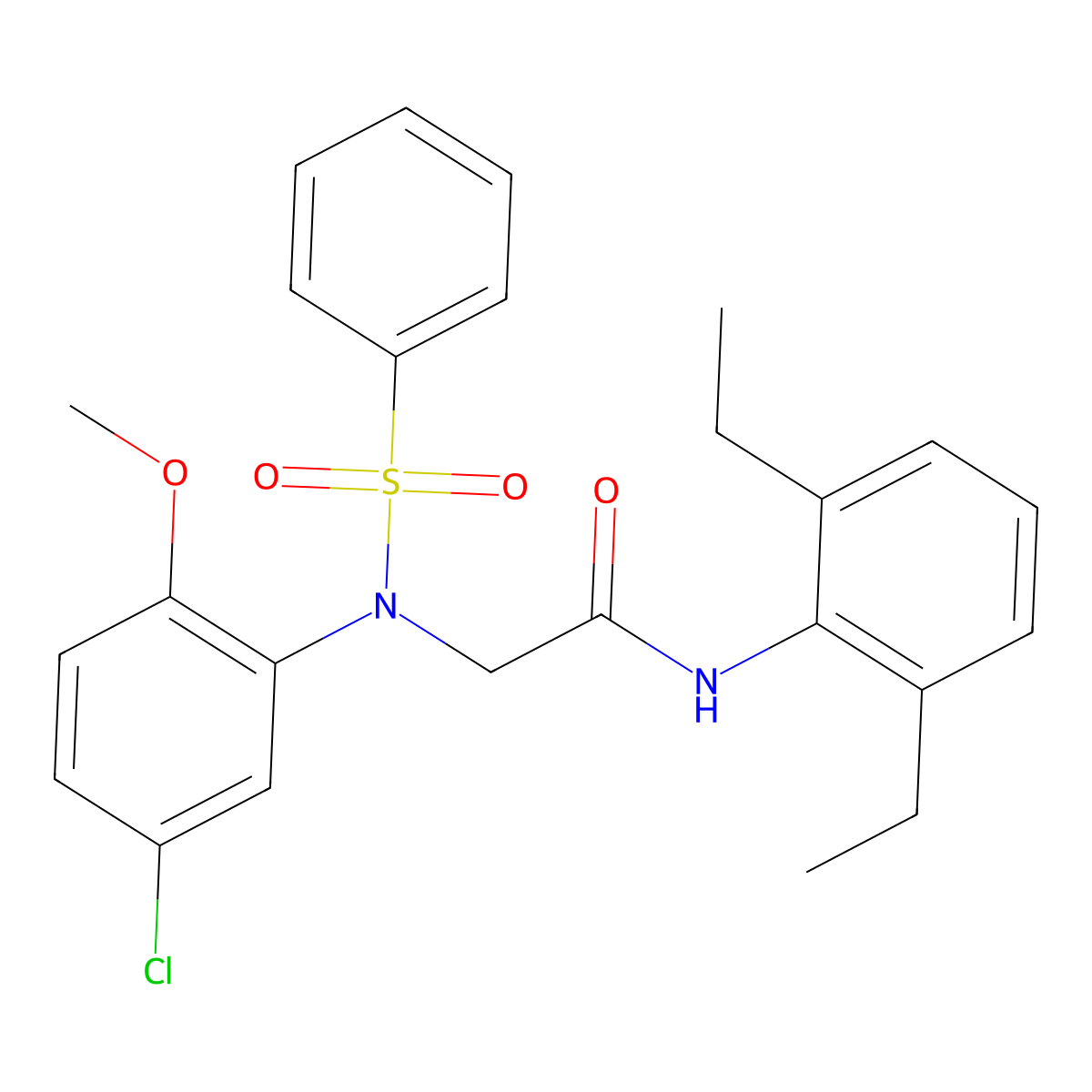 2-[N-(benzenesulfonyl)-5-chloro-2-methoxyanilino]-N-(2,6-diethylphenyl)acetamide molecular structure, CAS 663166-54-9