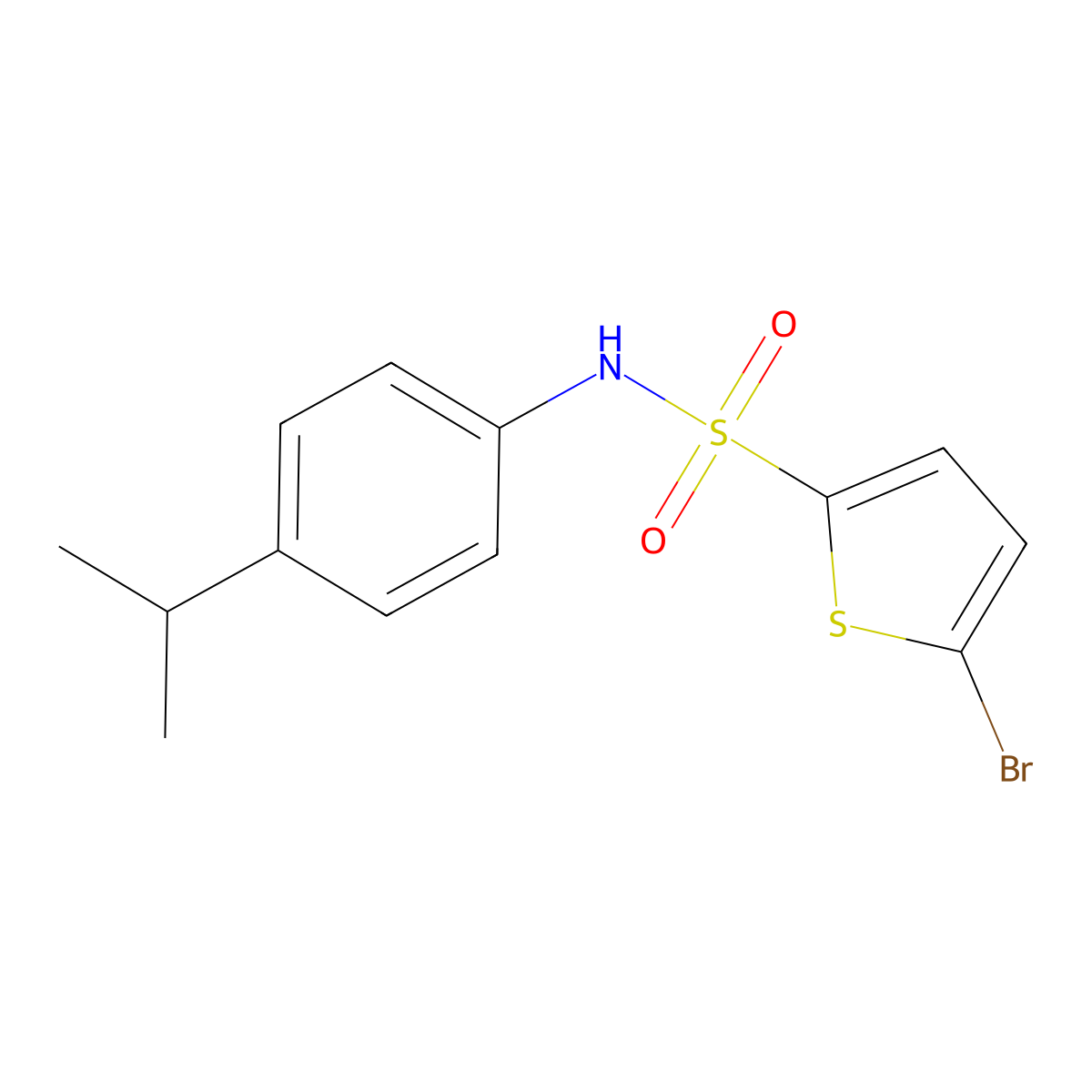 5-bromo-N-(4-propan-2-ylphenyl)thiophene-2-sulfonamide molecular structure, CAS 663166-92-5