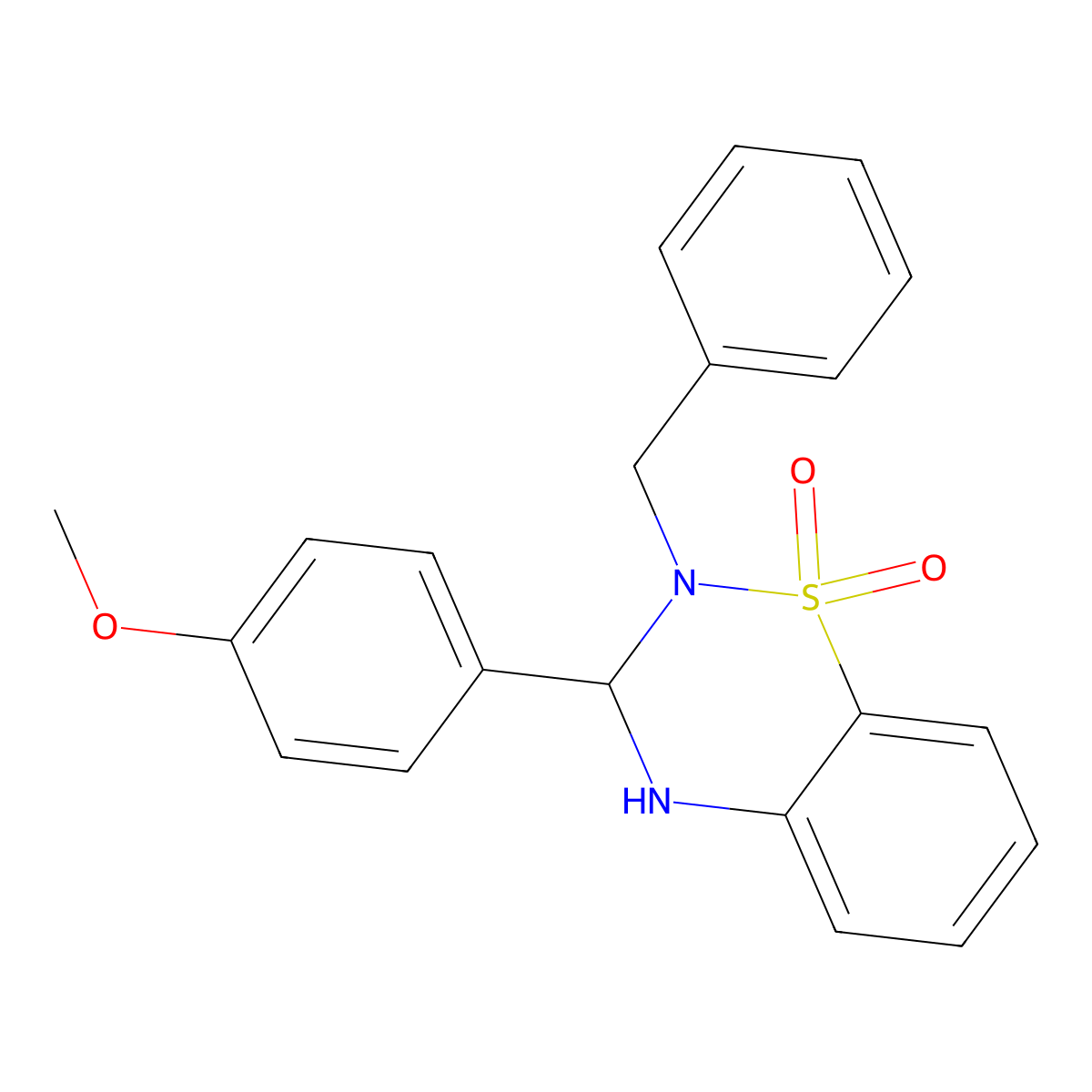 2-(4-Methoxyphenyl)-3-benzyl-1,2,3-trihydro-4-thiaquinazoline-4,4-dione molecular structure, CAS 663167-22-4