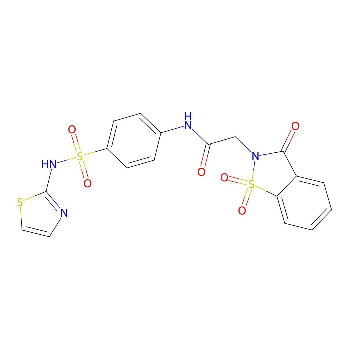 N-[4-(1,3-thiazol-2-ylsulfamoyl)phenyl]-2-(1,1,3-trioxo-1,2-benzothiazol-2-yl)acetamide molecular structure, CAS 663167-58-6