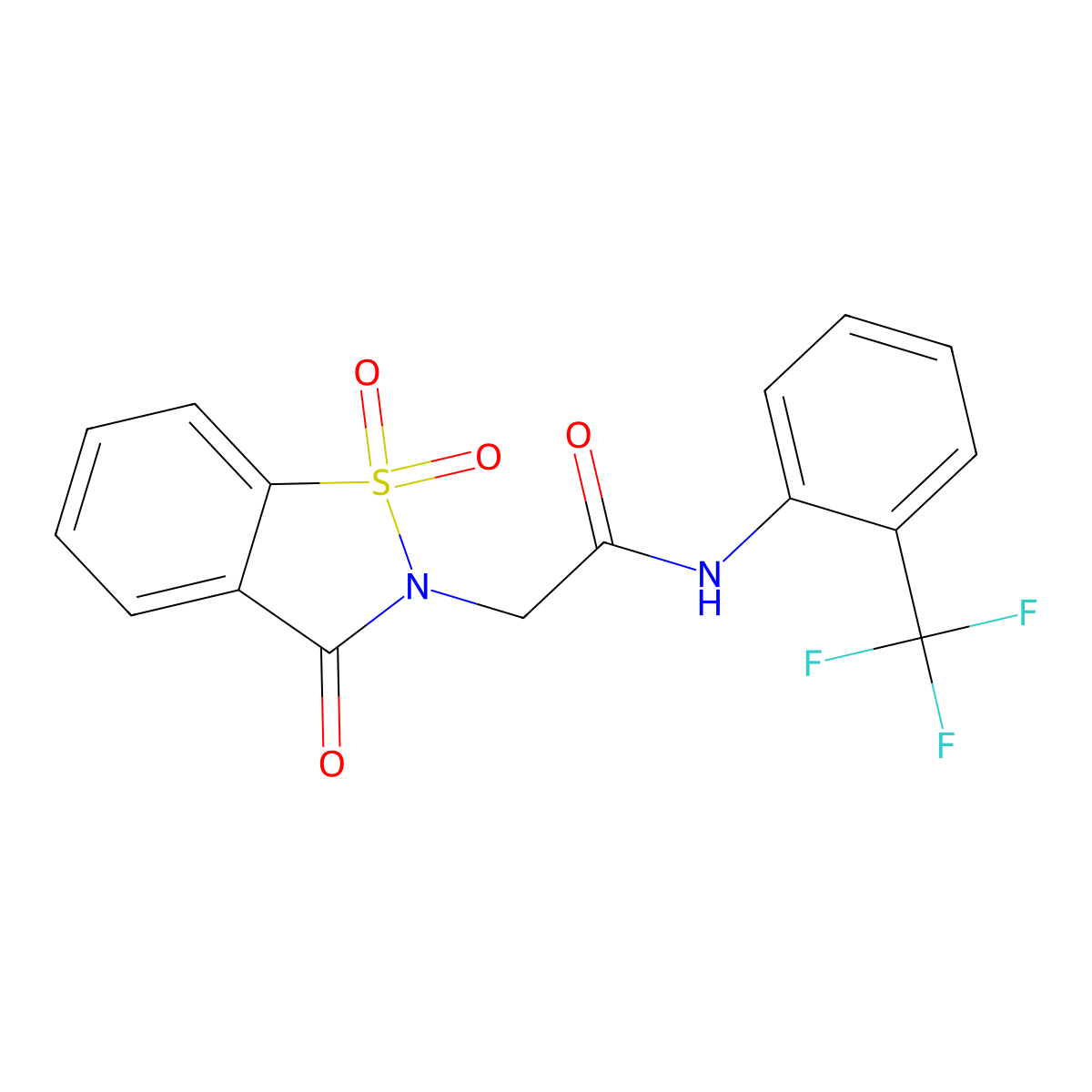 2-(1,1-dioxido-3-oxo-1,2-benzisothiazol-2(3H)-yl)-N-[2-(trifluoromethyl)phenyl]acetamide molecular structure, CAS 663167-59-7