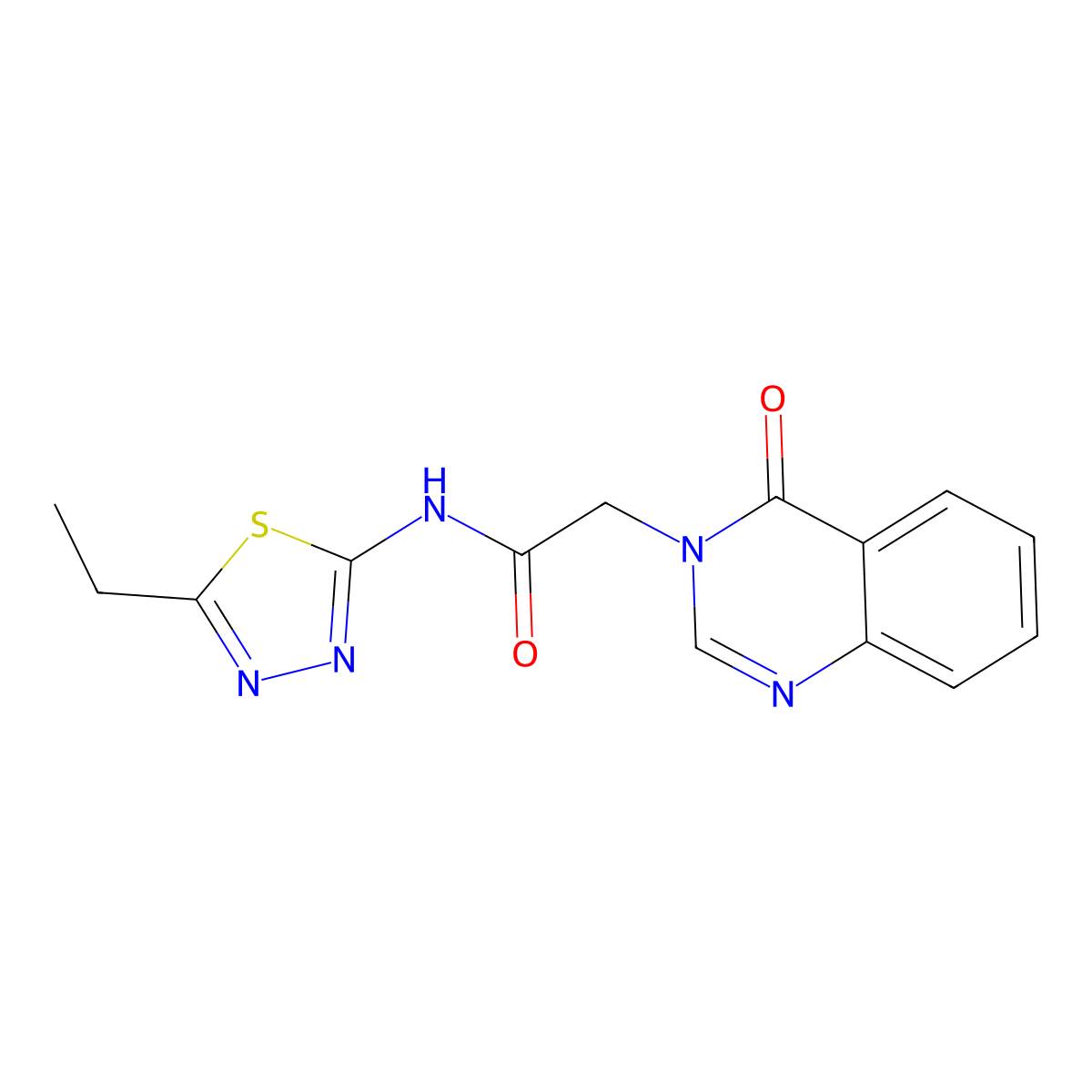 N-(5-ethyl-1,3,4-thiadiazol-2-yl)-2-(4-oxoquinazolin-3-yl)acetamide molecular structure, CAS 663167-60-0