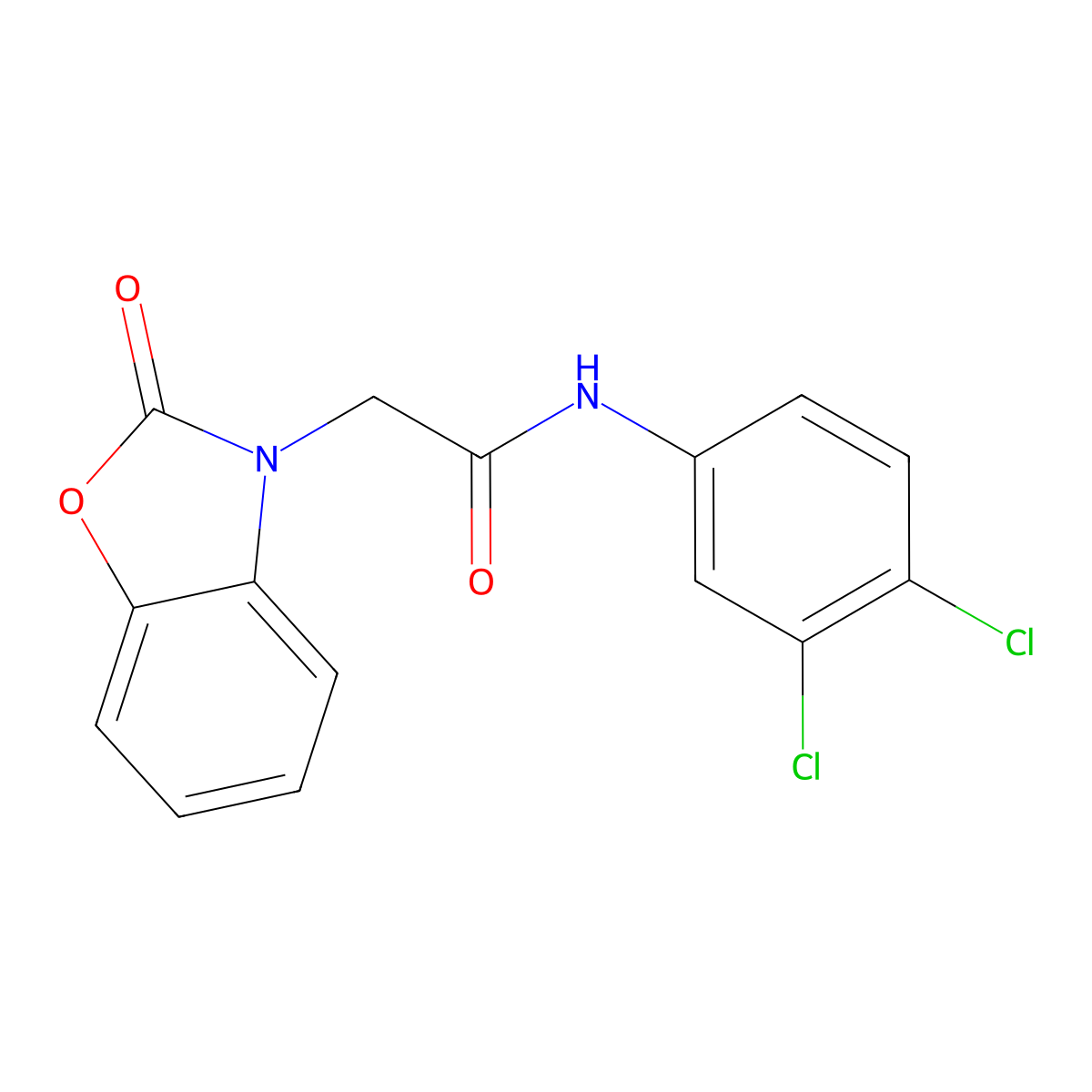 N-(3,4-dichlorophenyl)-2-(2-oxo-1,3-benzoxazol-3-yl)acetamide molecular structure, CAS 663167-66-6