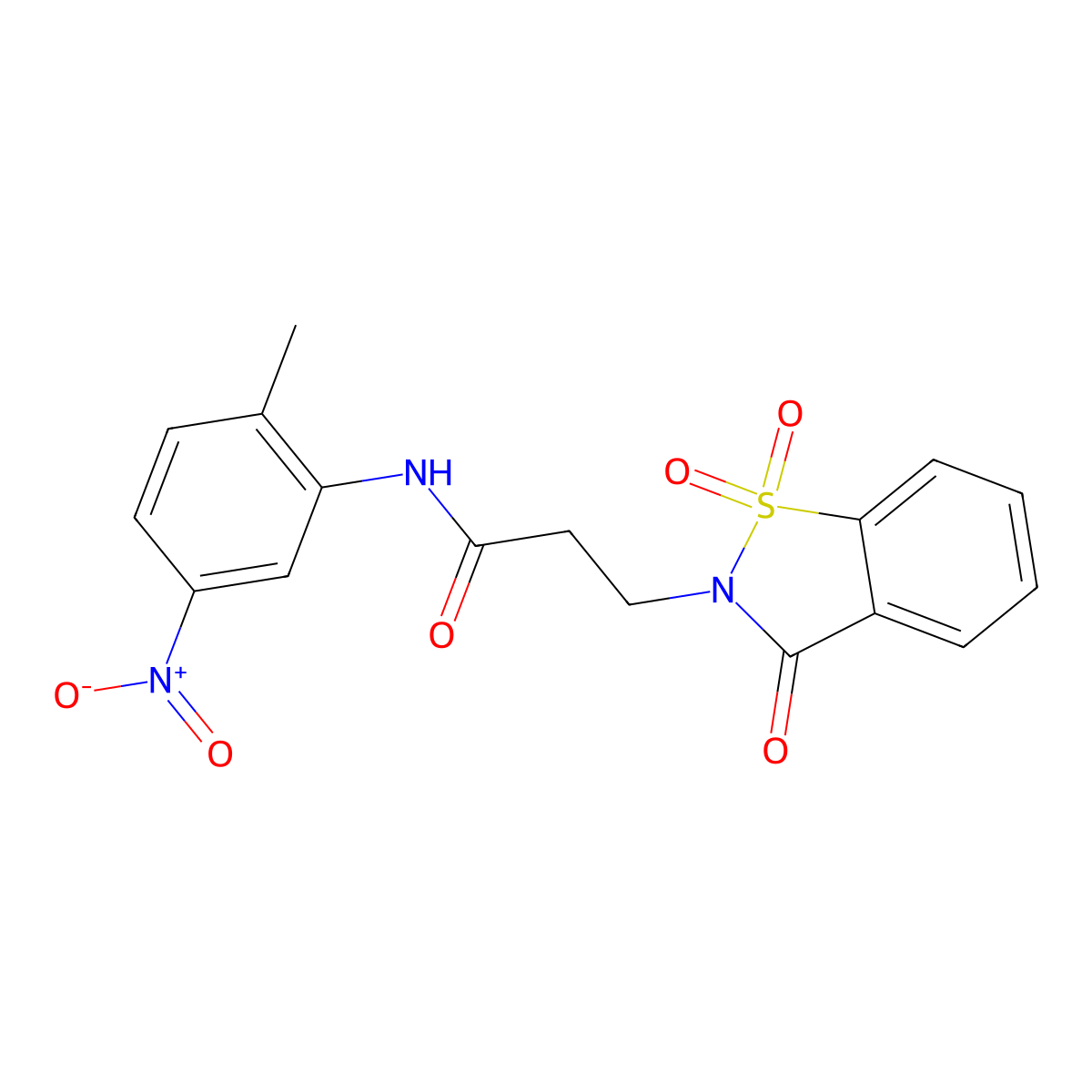 3-(1,1-dioxido-3-oxo-1,2-benzothiazol-2(3H)-yl)-N-(2-methyl-5-nitrophenyl)propanamide molecular structure, CAS 663167-70-2