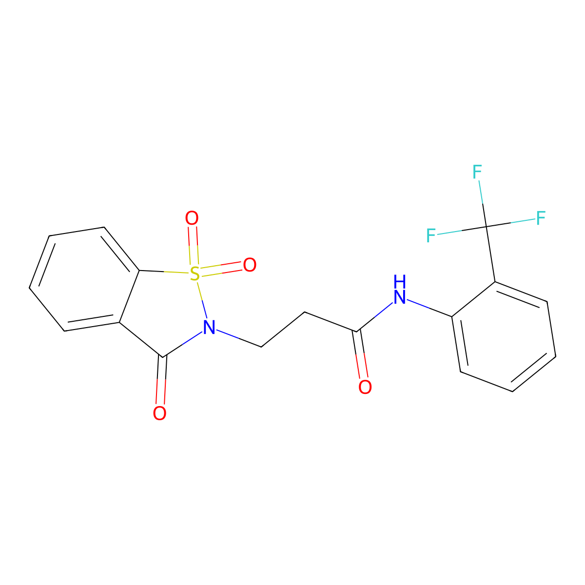 3-(1,1-dioxido-3-oxo-1,2-benzisothiazol-2(3H)-yl)-N-[2-(trifluoromethyl)phenyl]propanamide molecular structure, CAS 663167-76-8