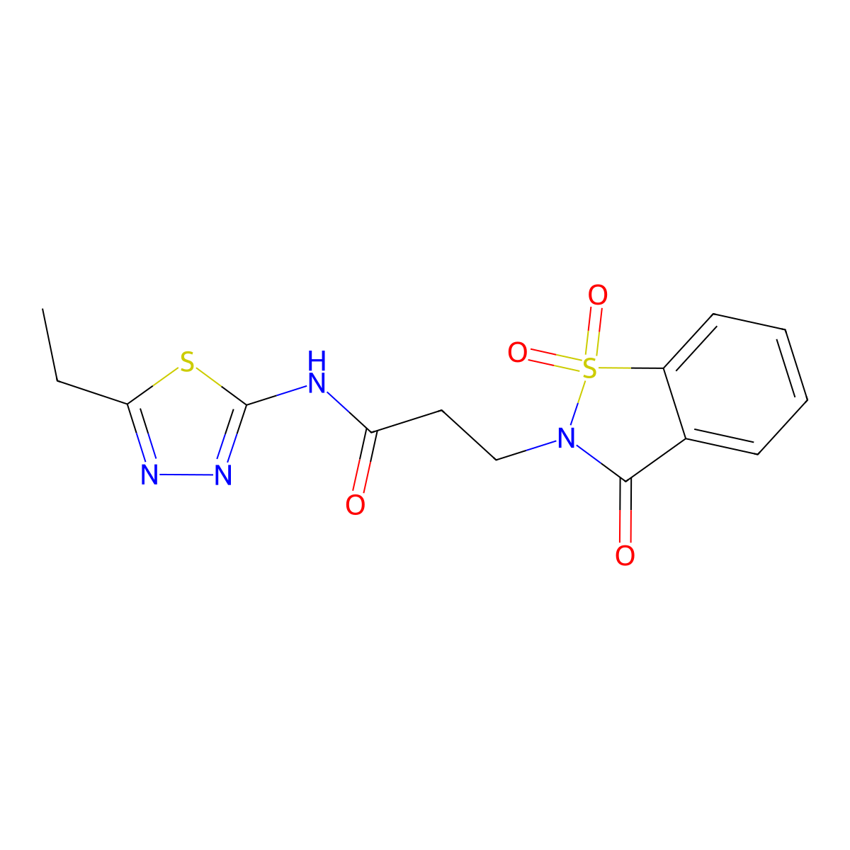 N-(5-ethyl-1,3,4-thiadiazol-2-yl)-3-(1,1,3-trioxo-1,2-benzothiazol-2-yl)propanamide molecular structure, CAS 663167-78-0