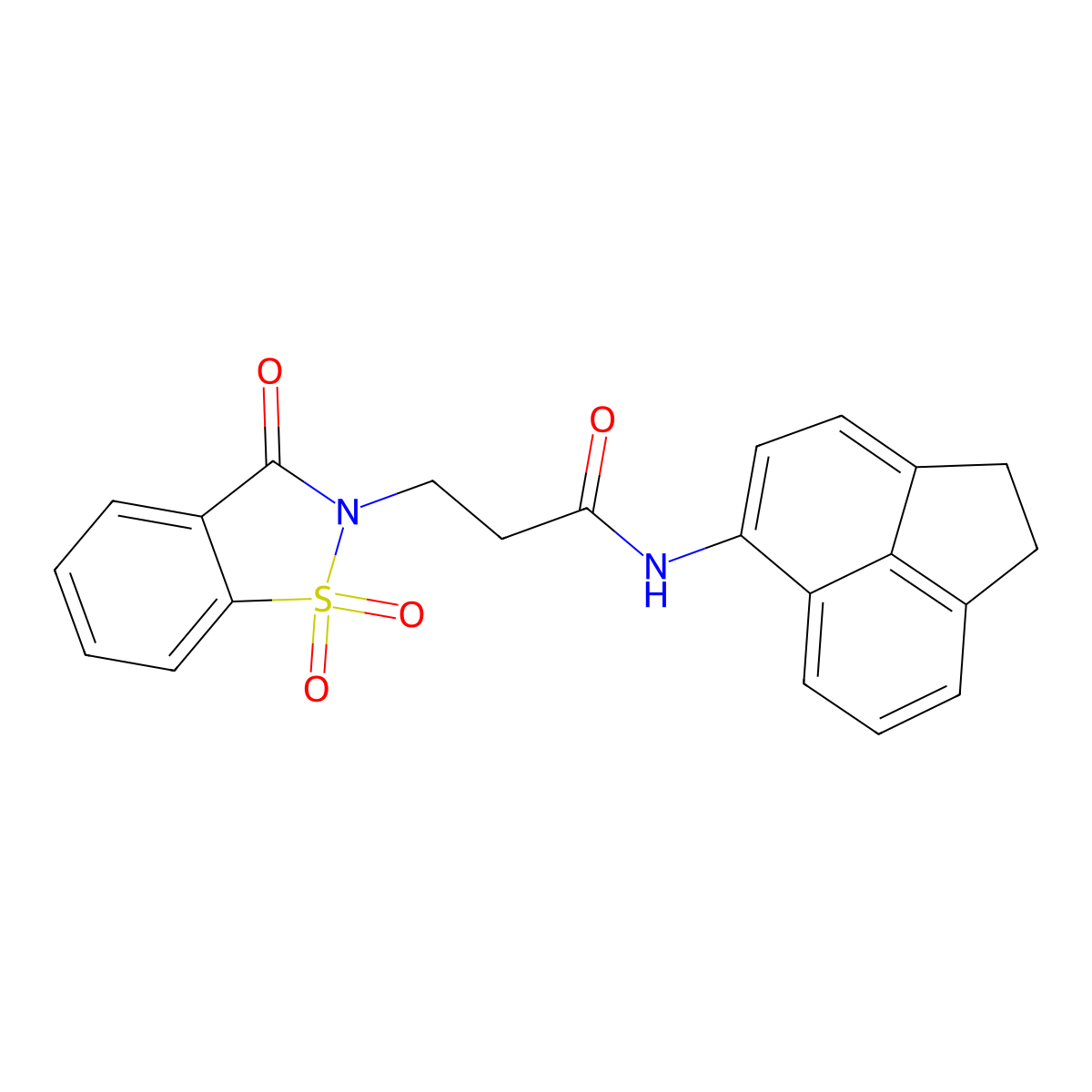 N-(1,2-dihydroacenaphthylen-5-yl)-3-(1,1,3-trioxo-1,2-benzothiazol-2-yl)propanamide molecular structure, CAS 663167-92-8