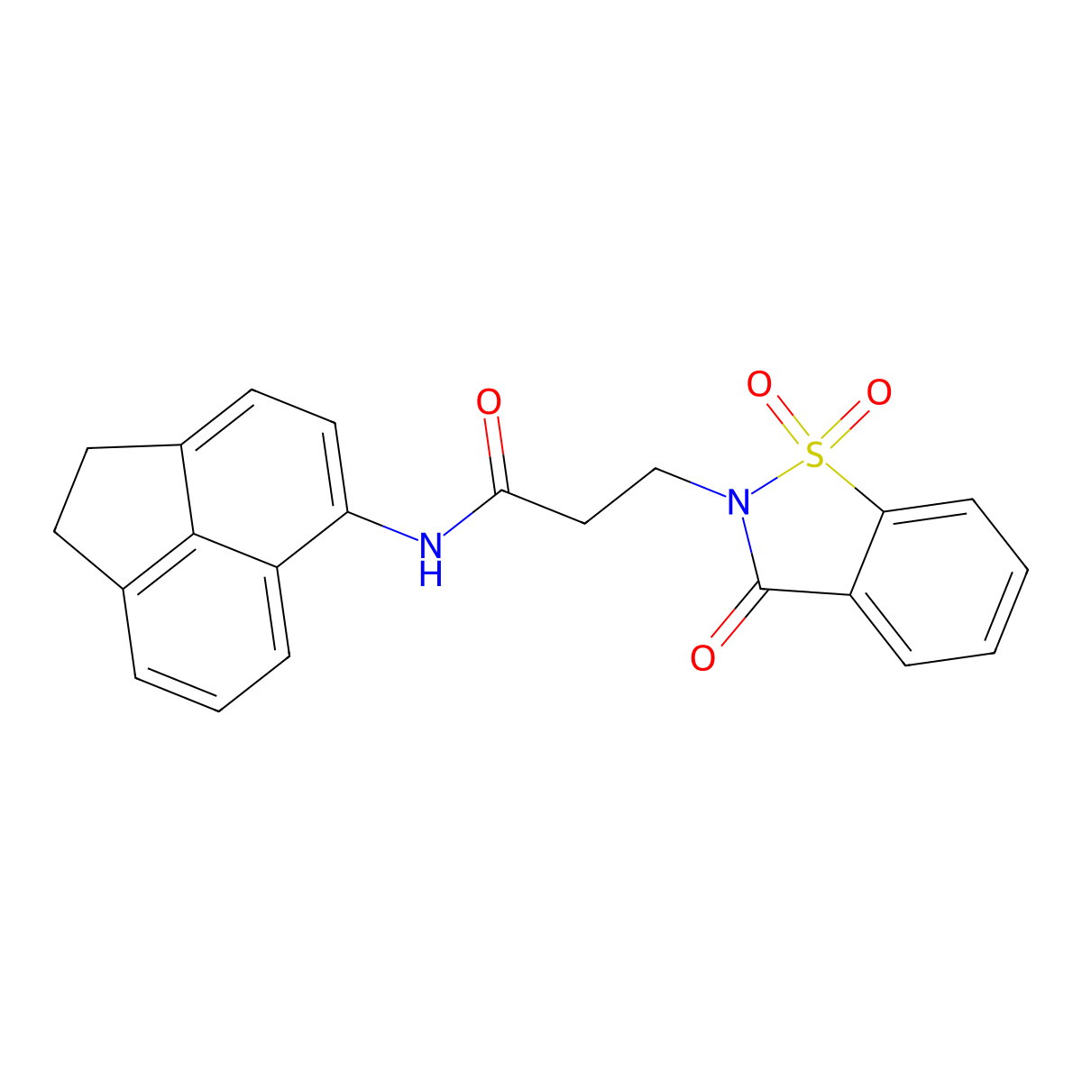 N-(1,2-dihydroacenaphthylen-5-yl)-3-(1,1,3-trioxo-1,2-benzothiazol-2-yl)propanamide molecular structure, CAS 663167-92-8