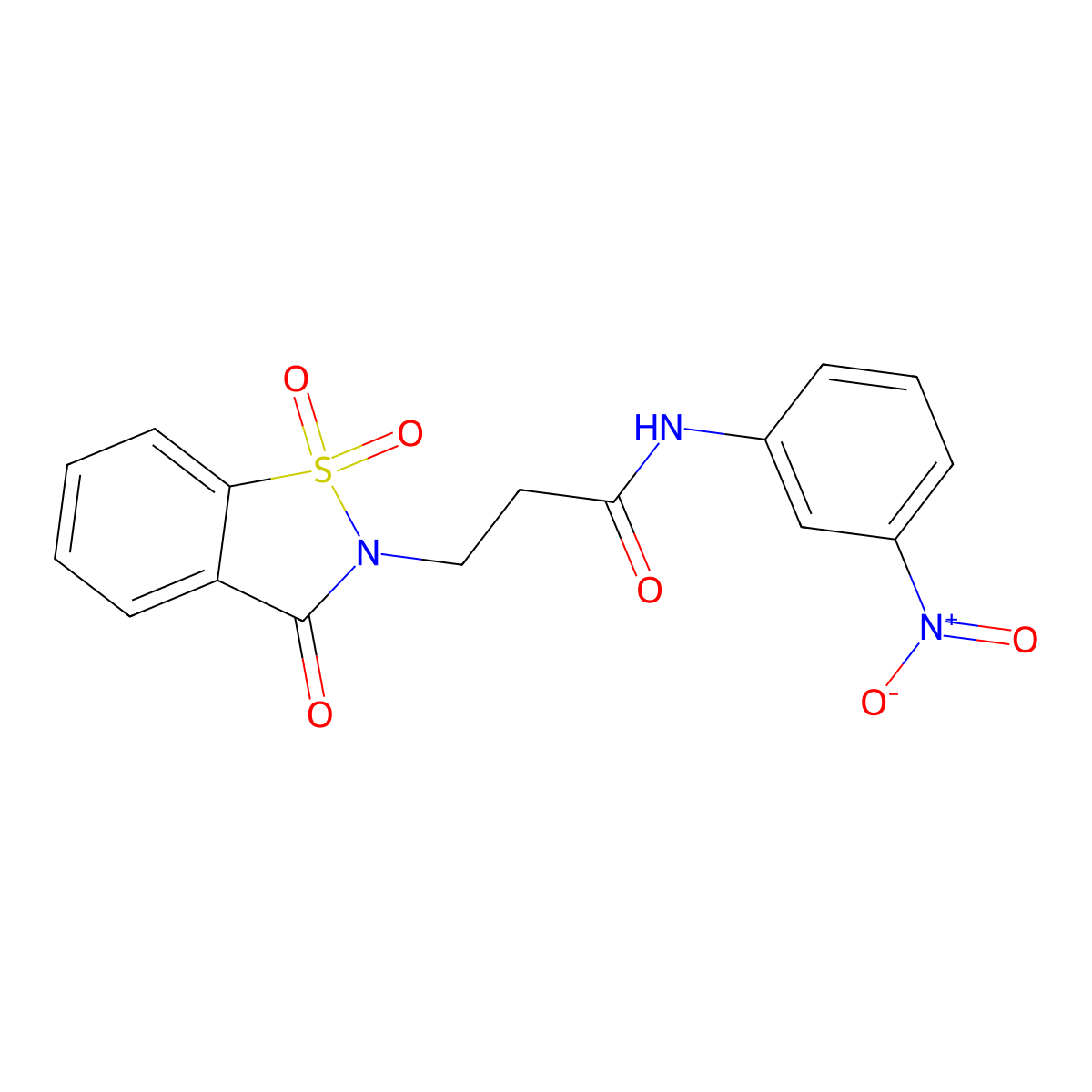 3-(1,1-dioxido-3-oxo-1,2-benzothiazol-2(3H)-yl)-N-(3-nitrophenyl)propanamide molecular structure, CAS 663167-93-9