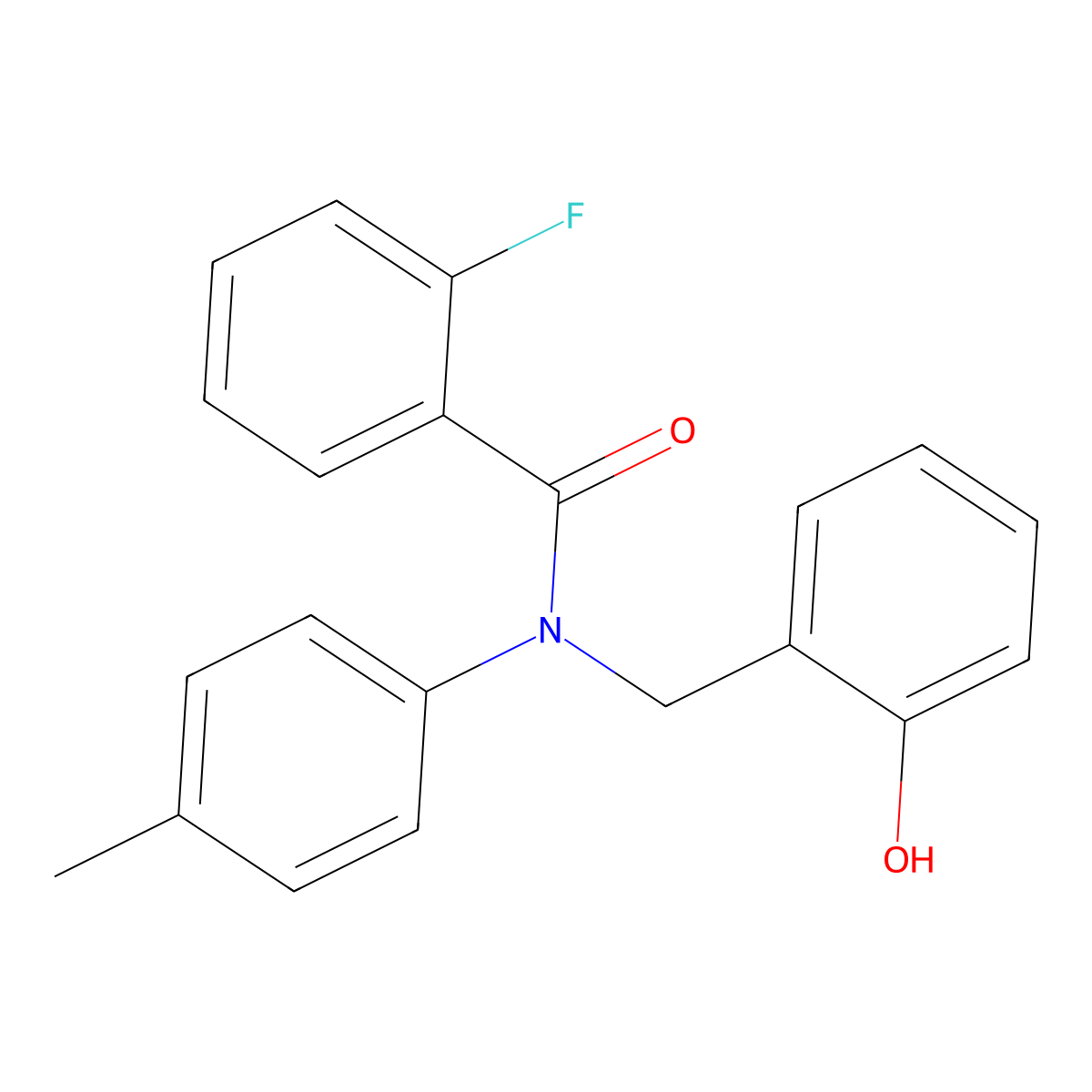 2-fluoro-N-(2-hydroxybenzyl)-N-(4-methylphenyl)benzamide molecular structure, CAS 663167-98-4