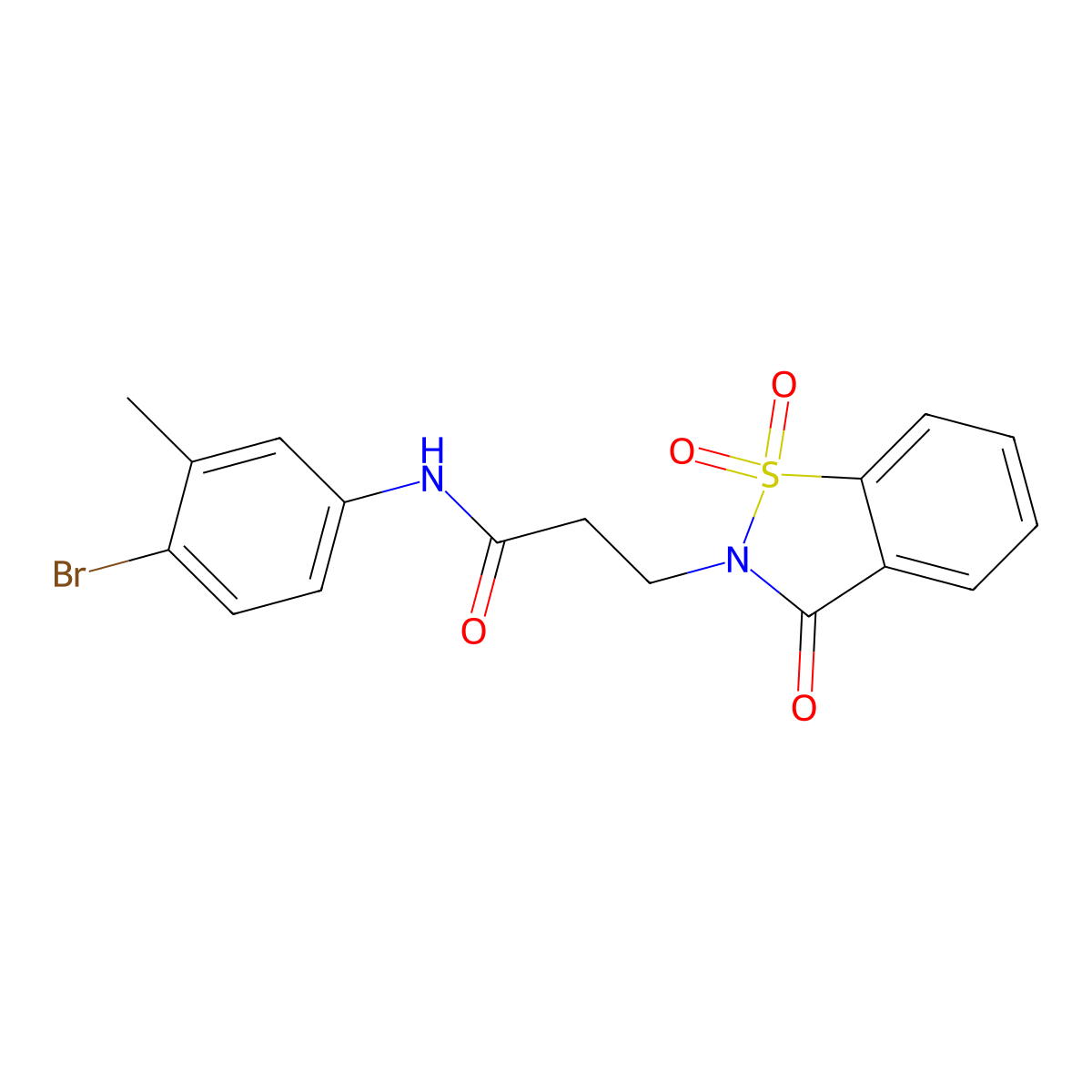 N-(4-bromo-3-methylphenyl)-3-(1,1-dioxido-3-oxo-1,2-benzisothiazol-2(3H)-yl)propanamide molecular structure, CAS 663168-00-1