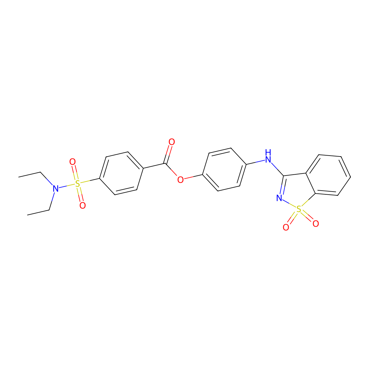 4-[(1,1-Dioxido-1,2-benzothiazol-3-yl)amino]phenyl 4-(diethylsulfamoyl)benzoate molecular structure, CAS 663168-01-2