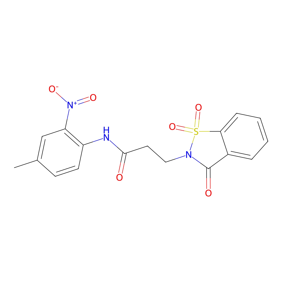 N-(4-methyl-2-nitrophenyl)-3-(1,1,3-trioxo-1,2-benzothiazol-2-yl)propanamide molecular structure, CAS 663168-06-7