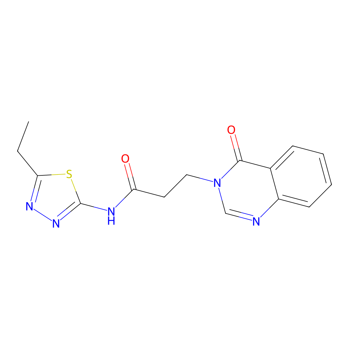 N-(5-ethyl-1,3,4-thiadiazol-2-yl)-3-(4-oxoquinazolin-3-yl)propanamide molecular structure, CAS 663168-12-5