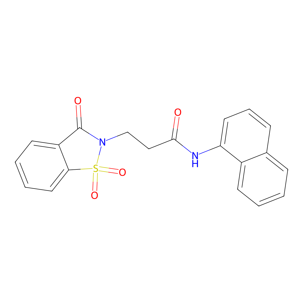 N-naphthalen-1-yl-3-(1,1,3-trioxo-1,2-benzothiazol-2-yl)propanamide molecular structure, CAS 663168-18-1