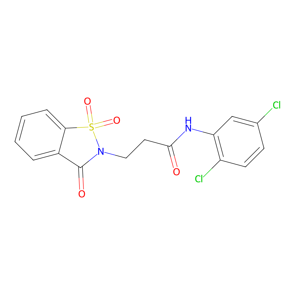 N-(2,5-dichlorophenyl)-3-(1,1-dioxido-3-oxo-1,2-benzisothiazol-2(3H)-yl)propanamide molecular structure, CAS 663168-39-6