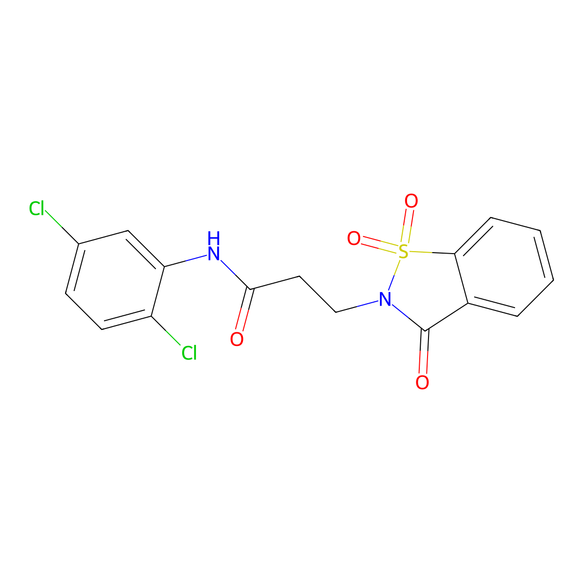 N-(2,5-dichlorophenyl)-3-(1,1-dioxido-3-oxo-1,2-benzisothiazol-2(3H)-yl)propanamide molecular structure, CAS 663168-39-6