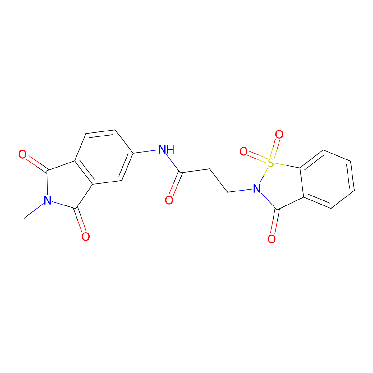 N-(2-methyl-1,3-dioxoisoindol-5-yl)-3-(1,1,3-trioxo-1,2-benzothiazol-2-yl)propanamide molecular structure, CAS 663168-45-4
