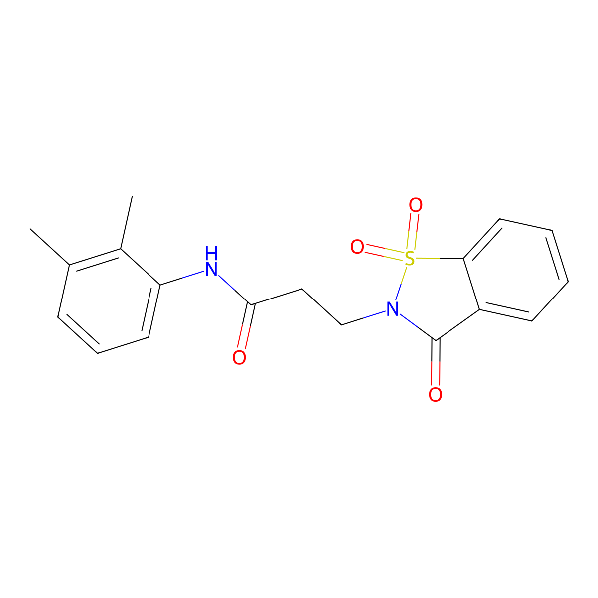 N-(2,3-dimethylphenyl)-3-(1,1-dioxido-3-oxo-1,2-benzisothiazol-2(3H)-yl)propanamide molecular structure, CAS 663168-46-5