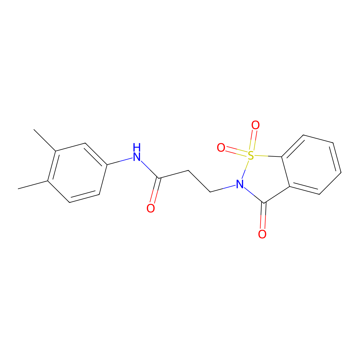 N-(3,4-dimethylphenyl)-3-(1,1-dioxido-3-oxo-1,2-benzisothiazol-2(3H)-yl)propanamide molecular structure, CAS 663168-47-6