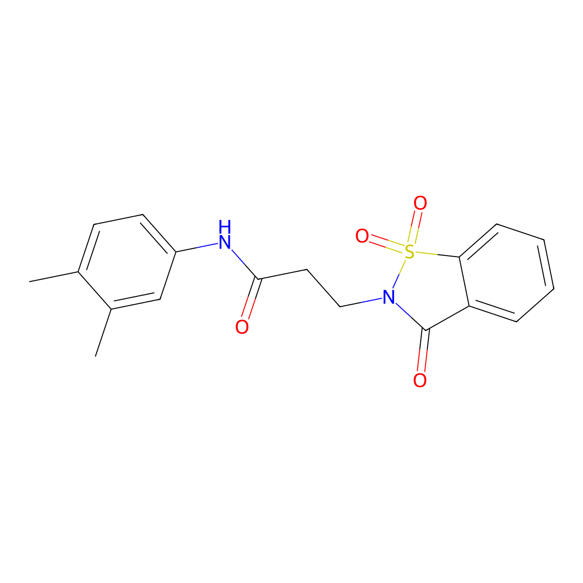 N-(3,4-dimethylphenyl)-3-(1,1-dioxido-3-oxo-1,2-benzisothiazol-2(3H)-yl)propanamide molecular structure, CAS 663168-47-6