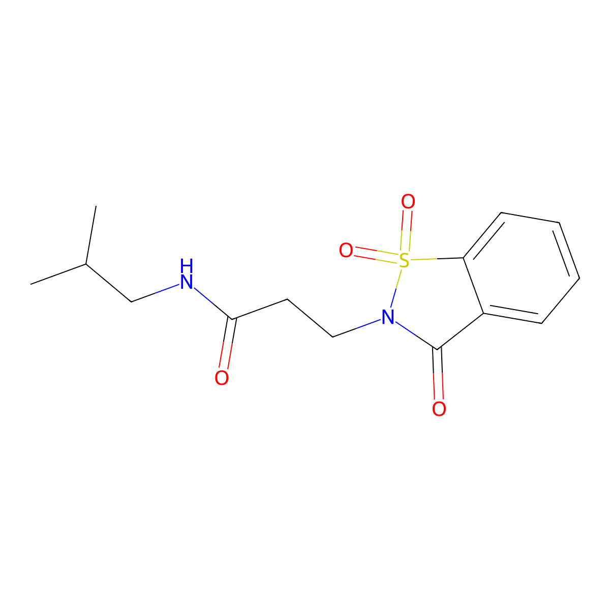 3-(1,1-dioxido-3-oxo-1,2-benzisothiazol-2(3H)-yl)-N-isobutylpropanamide molecular structure, CAS 663168-48-7