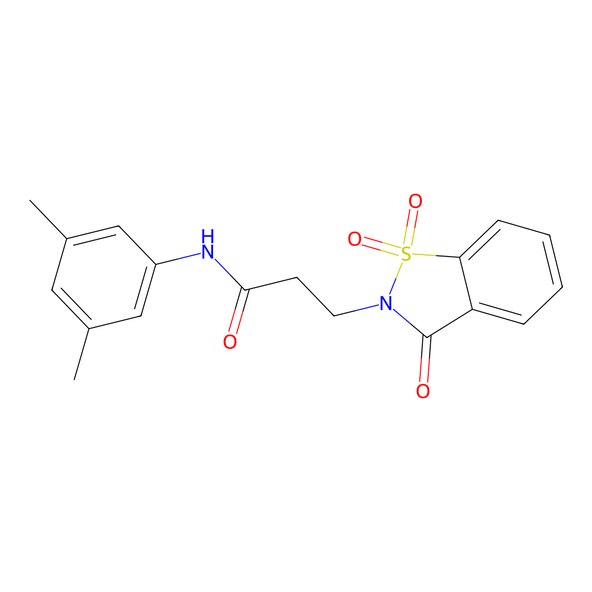 N-(3,5-dimethylphenyl)-3-(1,1-dioxido-3-oxo-1,2-benzisothiazol-2(3H)-yl)propanamide molecular structure, CAS 663168-49-8
