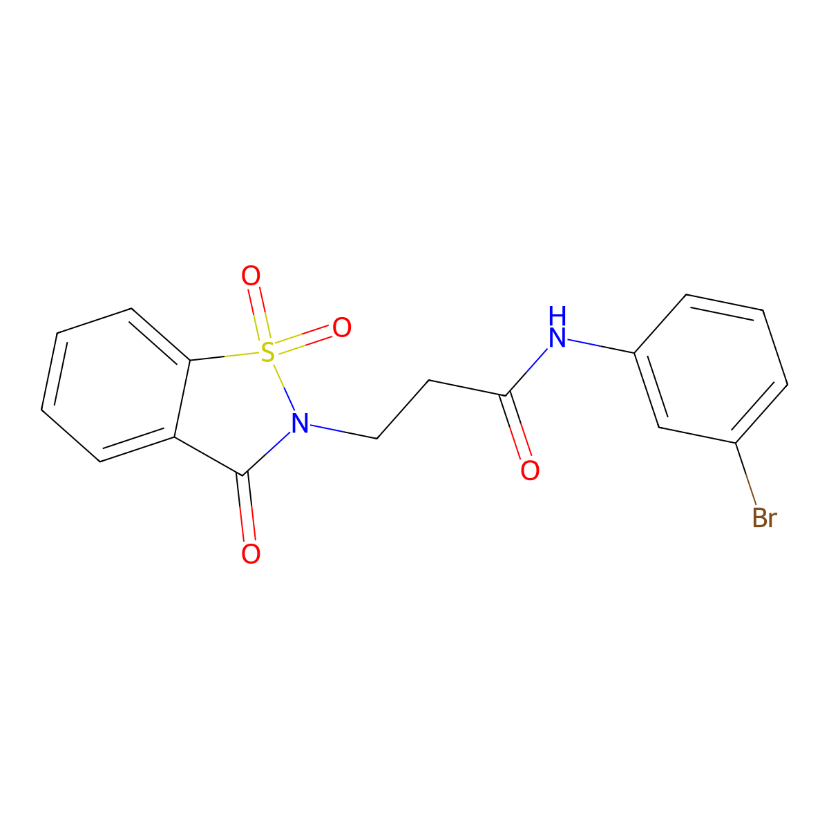N-(3-bromophenyl)-3-(1,1-dioxido-3-oxo-1,2-benzisothiazol-2(3H)-yl)propanamide molecular structure, CAS 663168-52-3