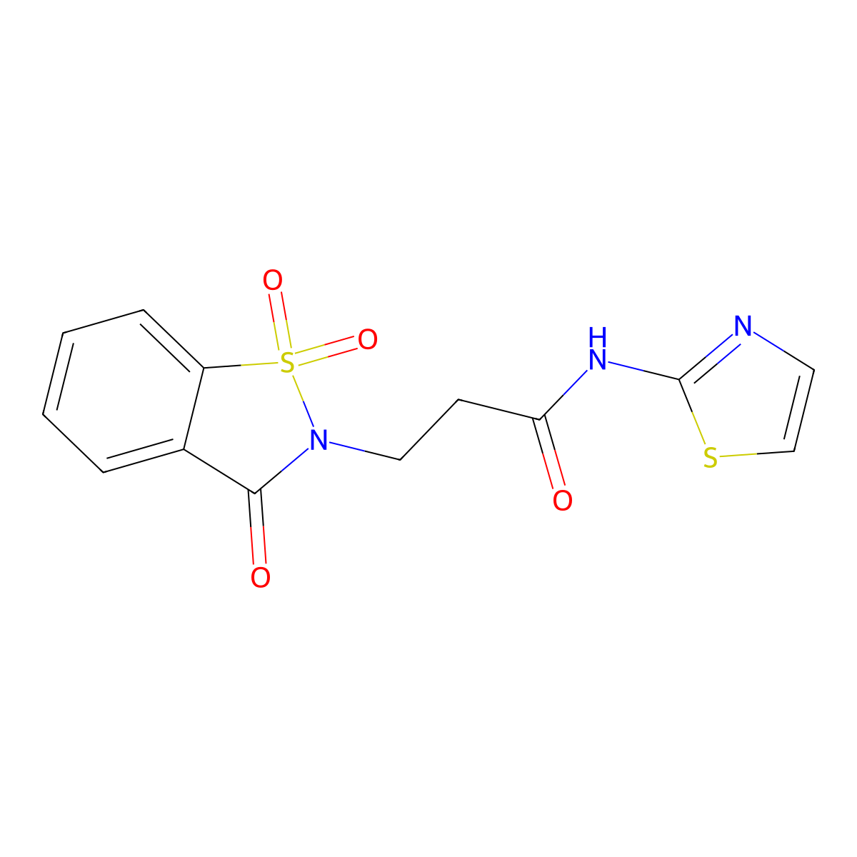 3-(1,1-dioxido-3-oxo-1,2-benzisothiazol-2(3H)-yl)-N-(1,3-thiazol-2-yl)propanamide molecular structure, CAS 663168-54-5