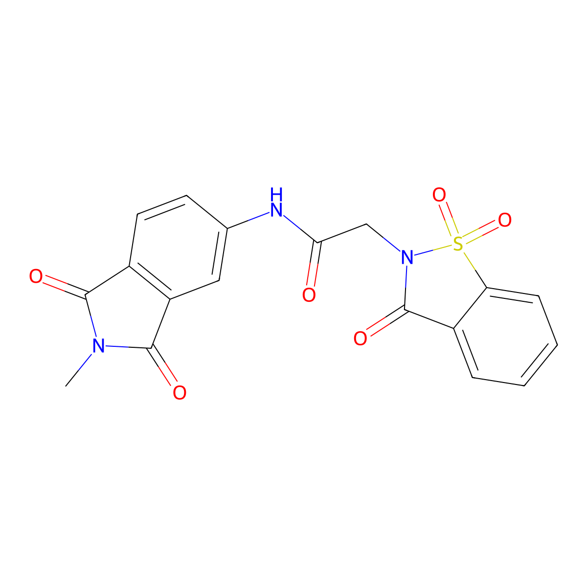 N-(2-methyl-1,3-dioxoisoindol-5-yl)-2-(1,1,3-trioxo-1,2-benzothiazol-2-yl)acetamide molecular structure, CAS 663168-69-2