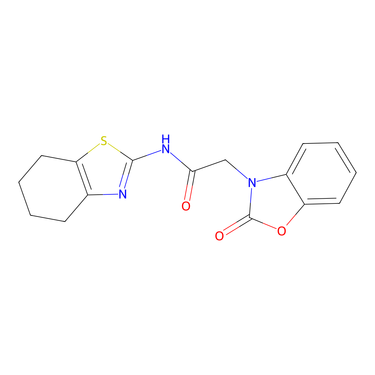 2-(2-oxo-1,3-benzoxazol-3-yl)-N-(4,5,6,7-tetrahydro-1,3-benzothiazol-2-yl)acetamide molecular structure, CAS 663168-84-1