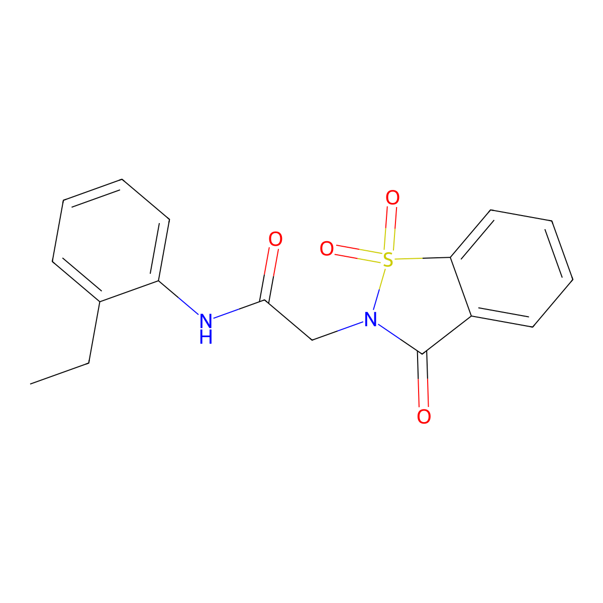 2-(1,1-dioxido-3-oxo-1,2-benzisothiazol-2(3H)-yl)-N-(2-ethylphenyl)acetamide molecular structure, CAS 663169-01-5