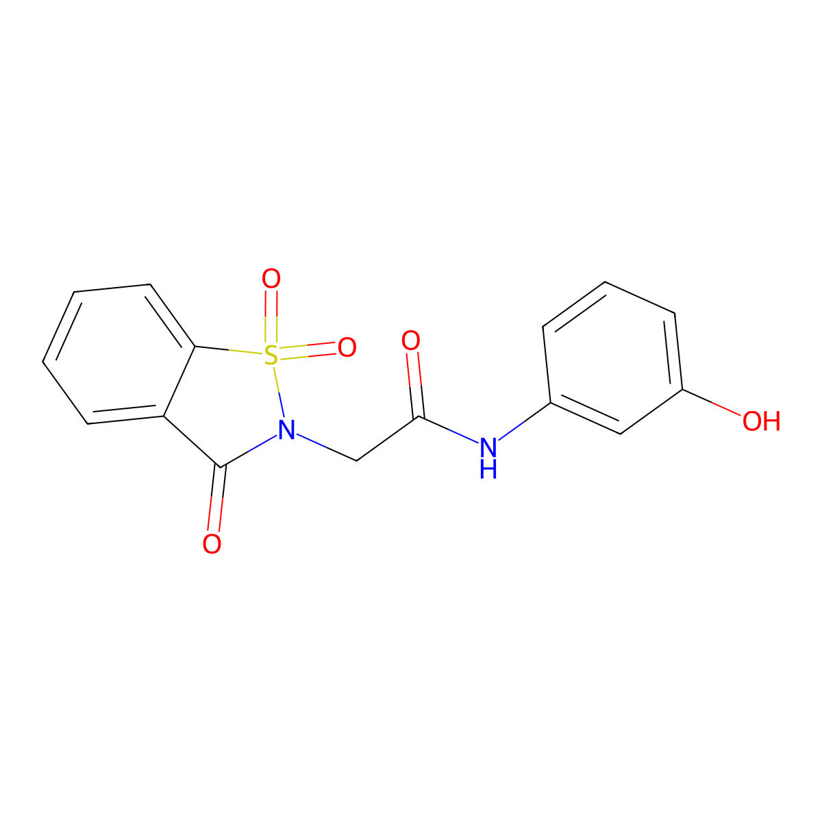 N-(3-hydroxyphenyl)-2-(1,1,3-trioxo-1,2-benzothiazol-2-yl)acetamide molecular structure, CAS 663169-03-7