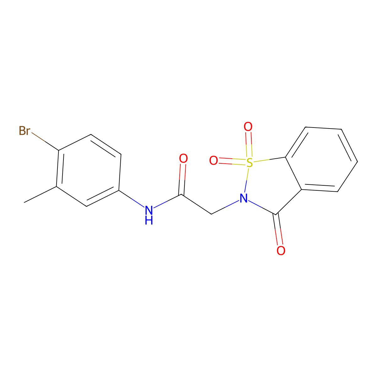 N-(4-bromo-3-methylphenyl)-2-(1,1-dioxido-3-oxo-1,2-benzisothiazol-2(3H)-yl)acetamide molecular structure, CAS 663169-06-0