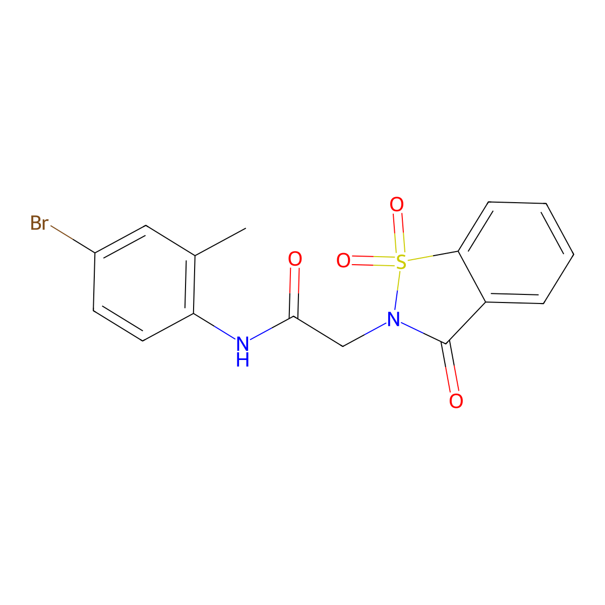 N-(4-bromo-2-methylphenyl)-2-(1,1-dioxido-3-oxo-1,2-benzisothiazol-2(3H)-yl)acetamide molecular structure, CAS 663169-07-1