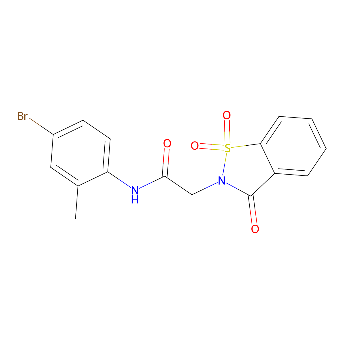 N-(4-bromo-2-methylphenyl)-2-(1,1-dioxido-3-oxo-1,2-benzisothiazol-2(3H)-yl)acetamide molecular structure, CAS 663169-07-1