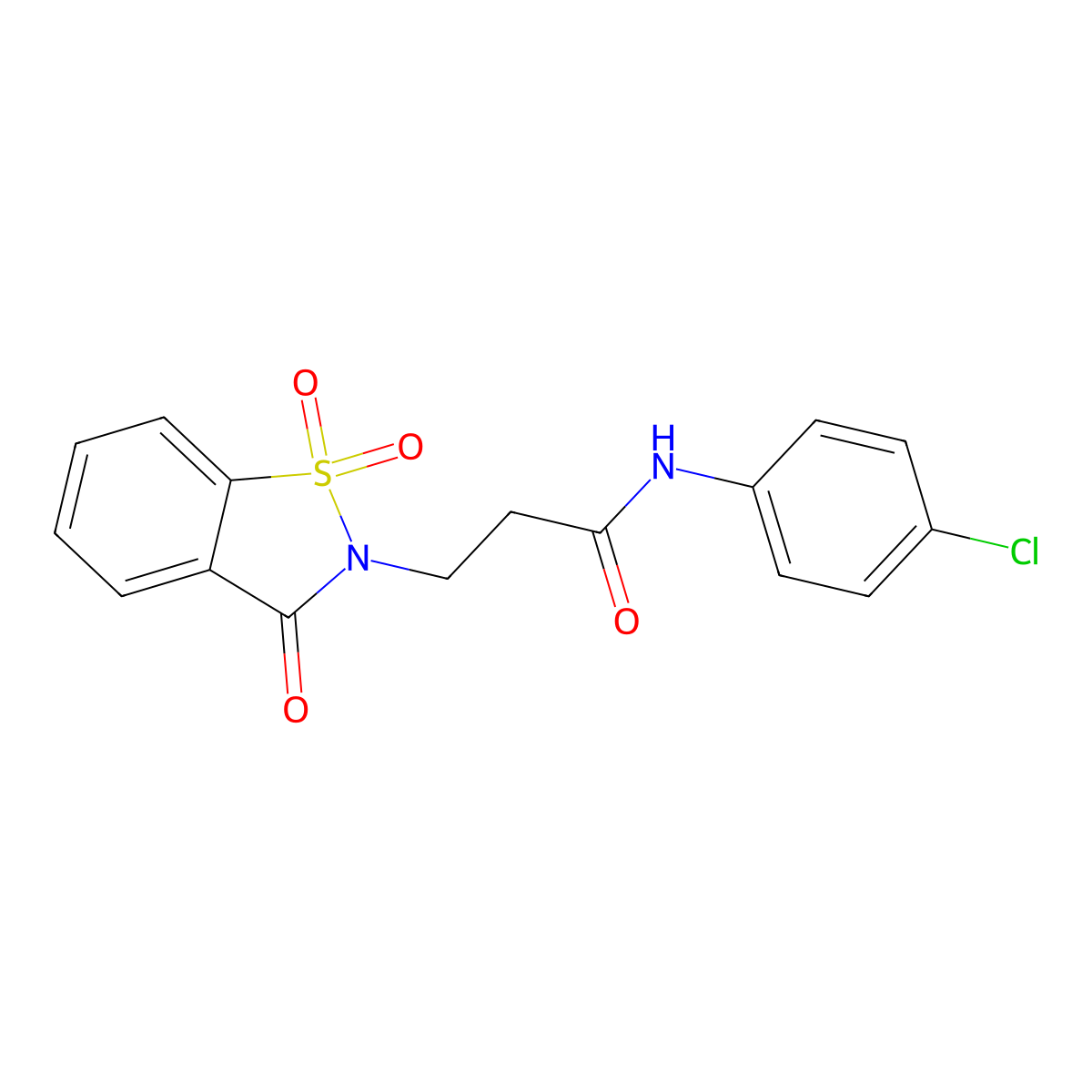 N-(4-chlorophenyl)-3-(1,1,3-trioxo-1,2-benzothiazol-2-yl)propanamide molecular structure, CAS 663169-10-6